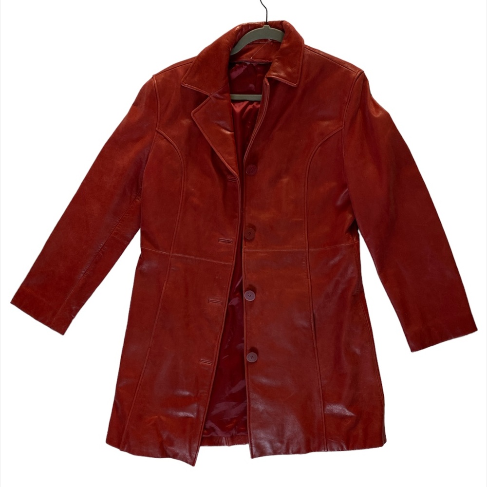 Vintage Red Leather Coat